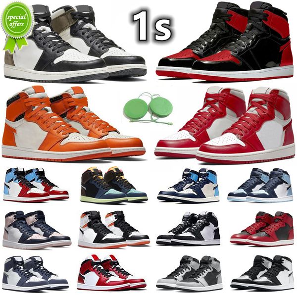 

1 1s mens basketball shoes sneaker bred patent dark mocha newstalgia yellow royal silver toe university blue starfish pine green men women, Black