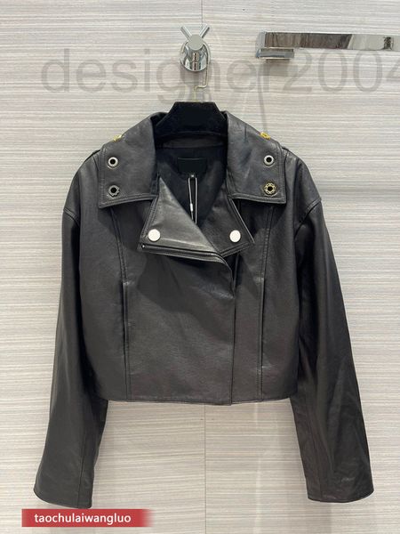 

women's leather & faux designer aw38898 shenzhen nanyou kushuai locomotive capable hollow side zipper short leather coat high-end women, Black