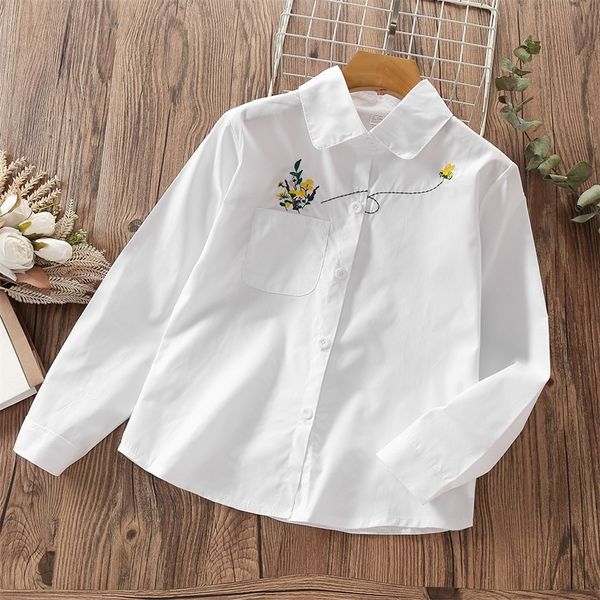 

teenagers school shirt for girl blouse cotton long sleeve lace kids clothes spring autumn baby children clothing 6 7 10 14y 220808, White;black