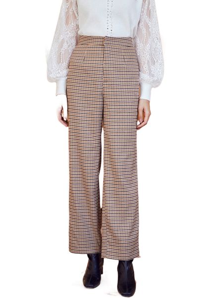 

plaid wide leg pants j12v#, Black;white