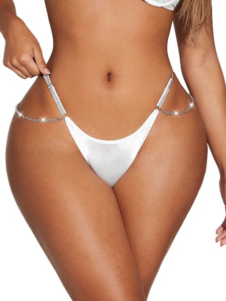 

sparkly glitter tape chain linked thong n3u2#, Black;red