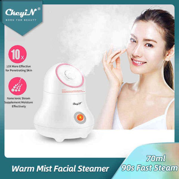 

ckeyin facial steamer nano sprayer ionic moisturizing warm mist humidifier sauna spa skin care beauty + face cleaning brush 48 220507