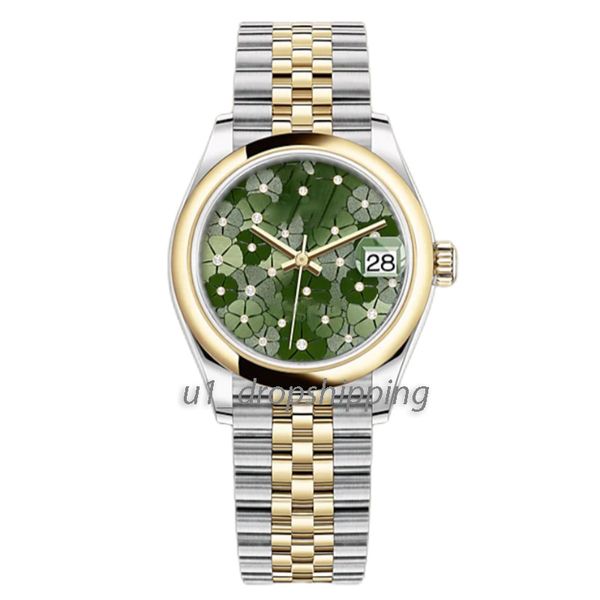 

mechanical women automatic 31mm small watches cherry blossom calendar, Slivery;golden