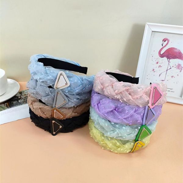

p19 fashion new style letter p pattern luxury headbands hairband gauze printing hairband women designers hair jewelry, Silver