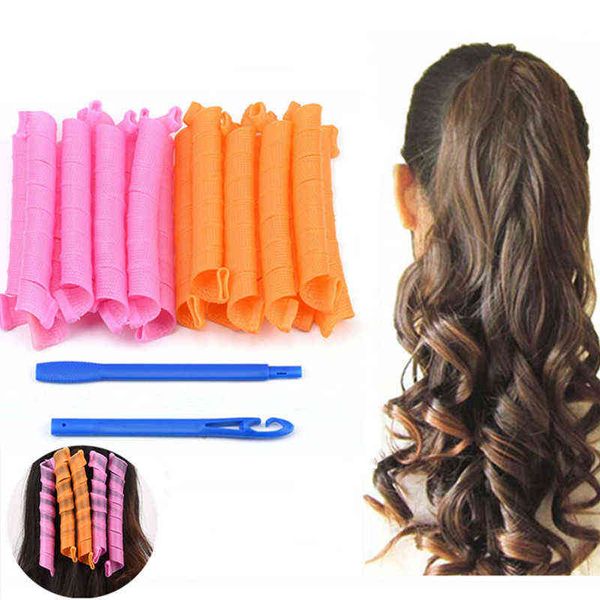 

hair curler 10/20pcs 30/45cm magic rollers curlers kit snail shape not waveform spiral round curls no heat for extra long 220304
