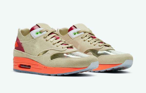 

brand shoes limited authentic 1 clot kiss of death cha k.o.d. medium brown transparent net deep red orange blaze men women outdoor sports