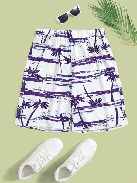 

men palm tree print shorts g5mw#, White;black