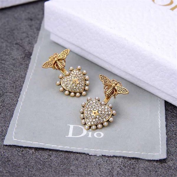 

70% off clearance sale dijiafeng pearl net red same letter pearl love female earrings, Golden