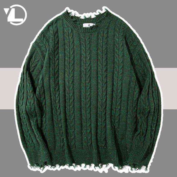 

twist kniting sequins sweaters pullover men women vintage tattered autumn sweater harajuku streetwear loose casual soft jumpers t220730, White;black