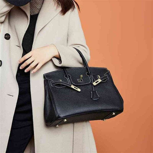 

2022 new handmade wax line fahion leather bag hand-held women' lil22z7