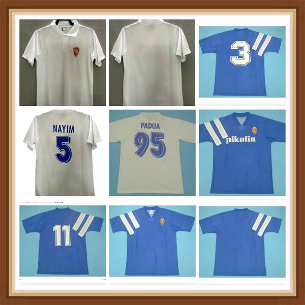 

1992 1993 1994 1995 real zaragoza retro soccer jersey 92 93 94 95 chandal poyet pardeza nayim higuera vintage classic football shirt, Black;yellow