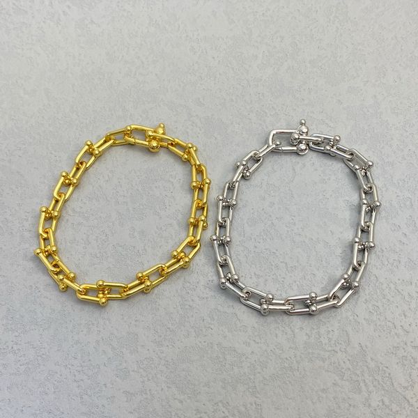 

classic hard-wear link u-shaped ring buckle t letters chain bracelet women's temperament lady couple chain necklace b03, Black