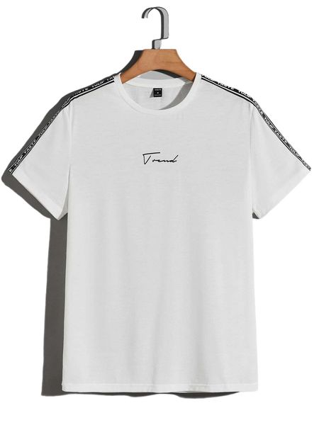 

men letter graphic contrast tape tee t3ht#, White;black