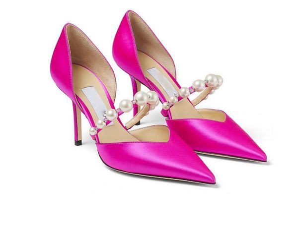 

luxurious brands aurelie sandals nude black white patent leather pumps pearls strappy pointed toe wedding party bridal high heels eu35-40
