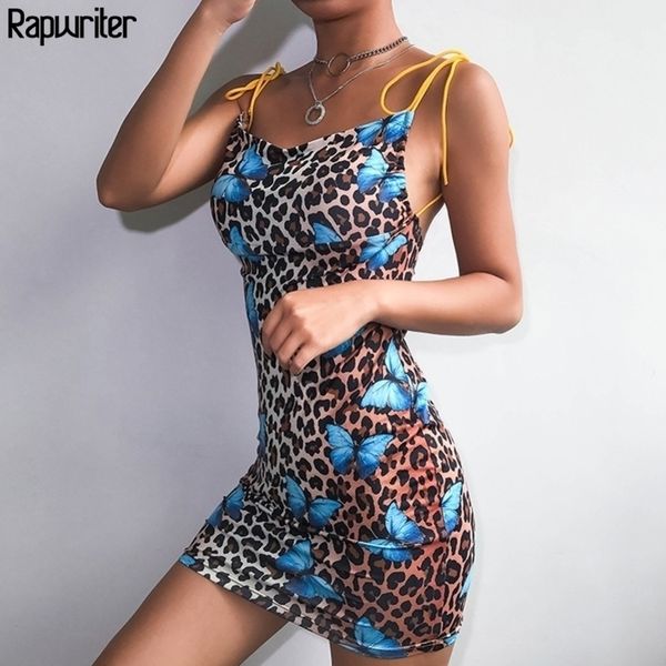 

rapwriter strap summer leopard dres summer ladies dresses elegant party club mini dress y200101, White;black