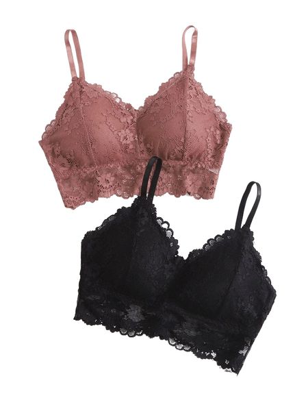 

2pack floral lace bra set p8yh#, Black;red