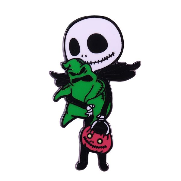 

nightmare before christmas skeleton jack pumpkin art flowers hard enamel lapel pins fantasy brooch badges on backpack jewelry ghost, Blue