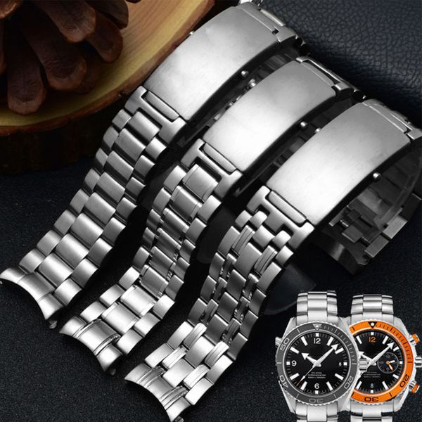 Pulseiras de relógio de metal para ômega planeta oceano 007 seamaster 600 pulseira para homens acessórios de relógio de aço inoxidável