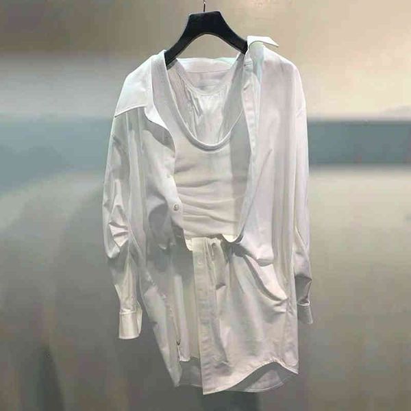 

women's polos aw king spring design sense splicing fashion white long sleeve shirt personalized women