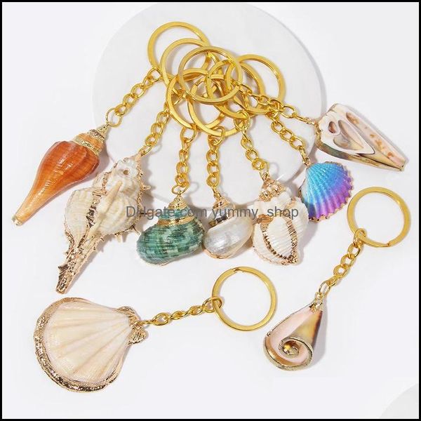 

key rings jewelry bohemia shell keychain for women handbag hangle car holder conch keyring accessories beach souvenir gift dhker, Slivery;golden