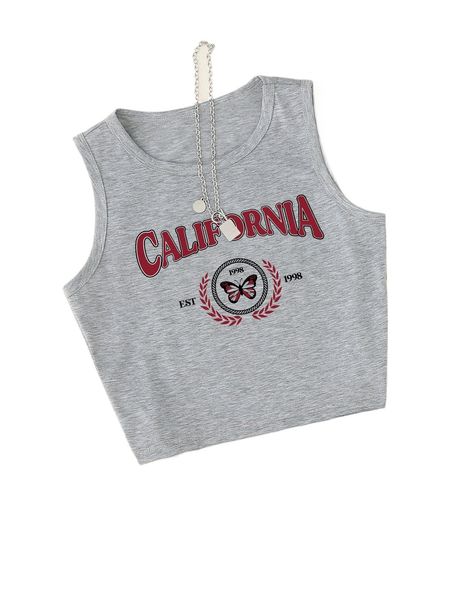 

butterfly & letter graphic tank 91jg#, White