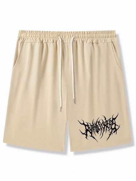 

romwe guys graphic drawstring shorts j1ce#, White;black