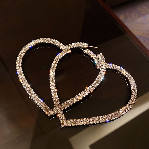8 Stile 925 Silber Nadeln Diamant eingebettet Gold Creolen Frauen große Liebe Herz Huggie Ohrring koreanische Mode Temperament personalisierte Ohrschmuck Geschenk