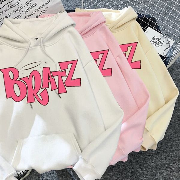 

harajuku autumn winter sweatshirt letter bratz hoodie women men casual student fashion hooded long sleeve 220715, Black