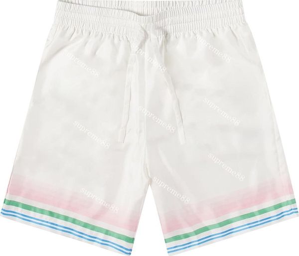 Pantaloncini di seta sfumata stampati da ping pong Casablanca 22s set di stilisti per uomo e donna Pantaloncini casual hawaiani Camicie da spiaggia estive