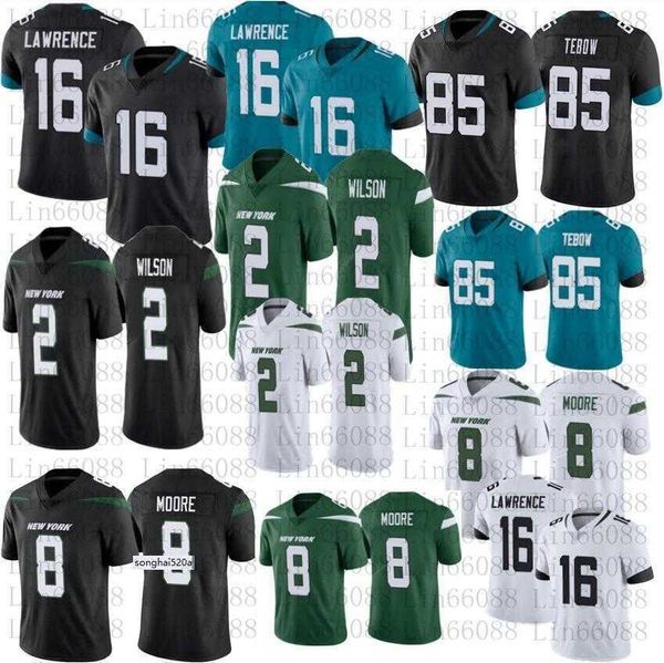 

men football 16 trevor lawrence 85 tim tebow 2 zach wilson 8 elijah moore ''nfl''jersey, Black;red