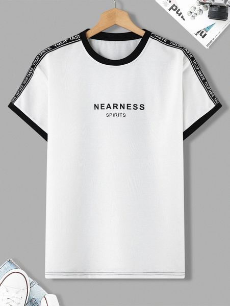 

men letter graphic contrast tape tee s2dm#, White;black