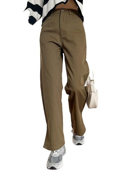 

dazy high waist slant pockets pants f0cd#, Black;white