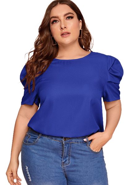 

plus keyhole back puff sleeve n12u#, Black