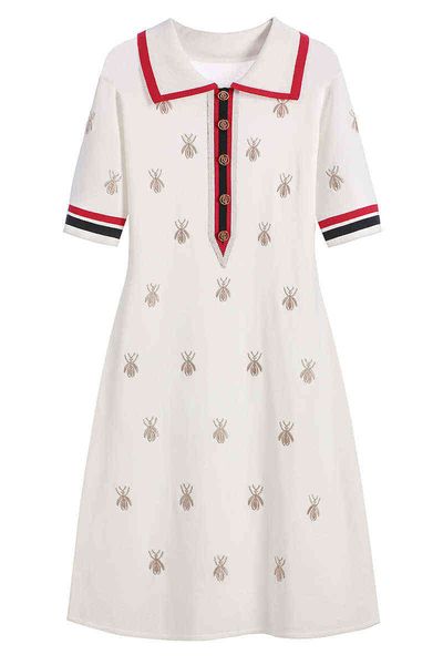 

runway dresses dresses apparel knit cartoon embroidered polo dress woman plus size black casual knee length straight dresses female