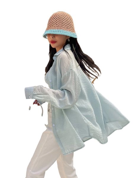 

dazy solid drop shoulder shirt without camisole 81sx#, White