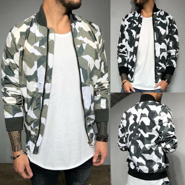 Giacche da uomo Autunno Casual da uomo Camouflage Trench Capispalla Bomber con zip Giubbotto da baseball Top Coat Army Tactical Men AbbigliamentoMen's Men'