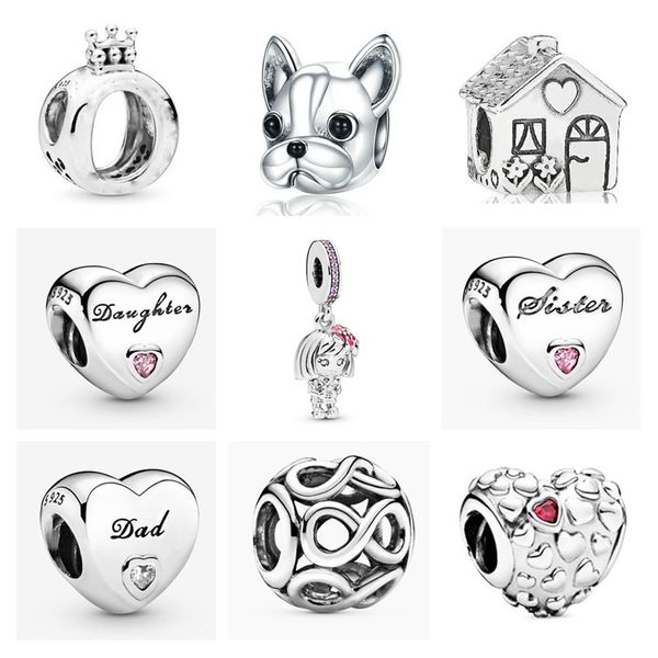 Novo popular 925 Sterling Silver Charm Crown Pet Dog House DIY Beads Adequado para Primitive Pandora Bracelet Women's Jewelry Fashion Accessories