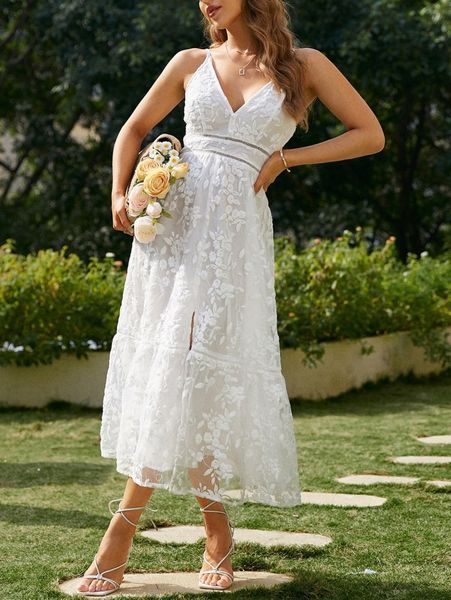 

simplee embroidery mesh overlay slip dress h5sb#, Black;gray