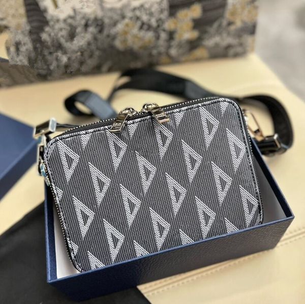 

men safari messenger bags designers oblique embroidery pockets pouch double-zipper camera bag size 17cm