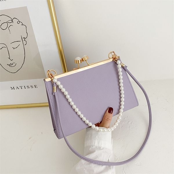 

casual pu leather women shoulder bags female pearl handbags ladies fashion solid color shoulder crossbody bags 220520