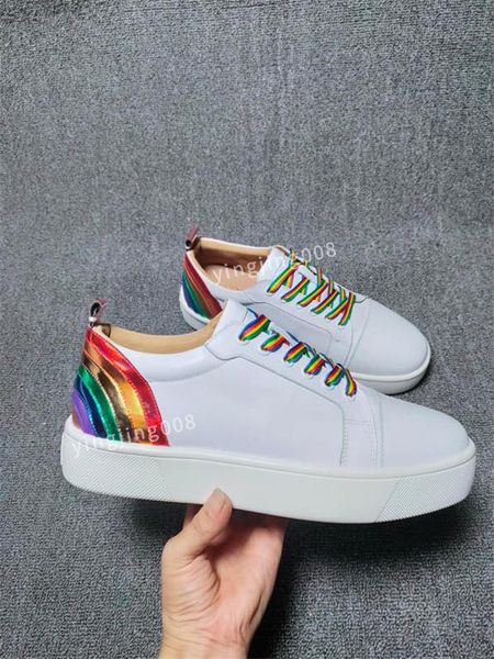 

fashion designer shoes casual shoe real leather handmade multi color gradient technical men women famous trainers size35-47, Black