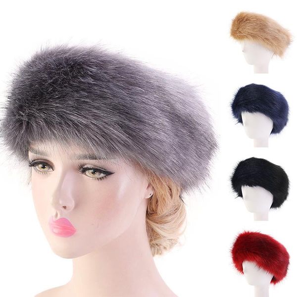 Berretti Bandane Inverno Pelliccia Calda Fascia Cappello Faux Scaldatesta Paraorecchie da donna Turbante Fascia per capelli Accessori Berretti Berretti Berretti