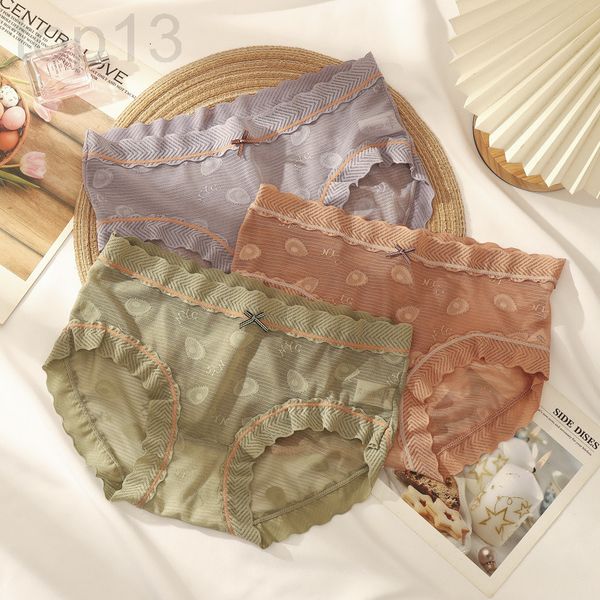 

women's panties designer [independent packaging]underwear women's pure cotton crotch middle waist lace girls' breathable tria, Black;pink