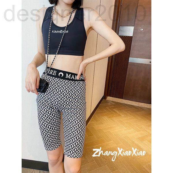 

women's leggings designer new marine 9-point pants 21ss moon print high waist elastic 5-point bottomed shorts sports cycling xboi, Black