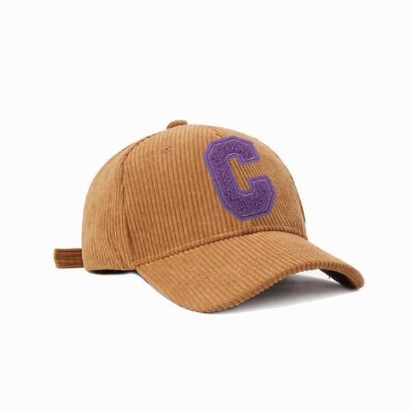 Caps de bola Cordo do veludo bordado de beisebol feminino Capinho de inverno Hat dos homens para feminino Snapback KPOP Acessórios roxos BQM189ball