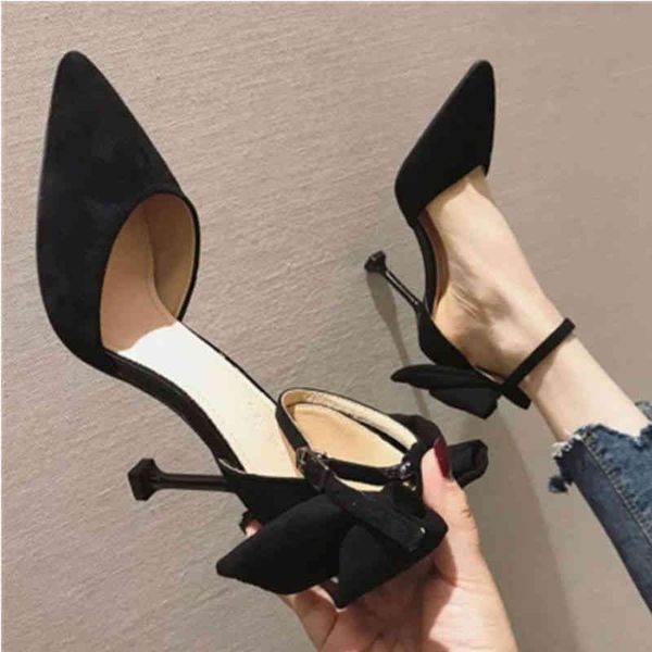 

tie heels spring 2022 new girls black red thin heel fairy 2022 brand luxury fashion design ladies slippers