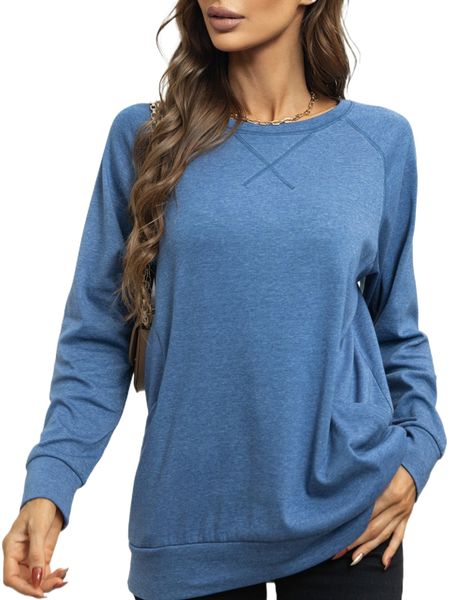 

aamilife raglan sleeve solid pullover 32xp#, Black