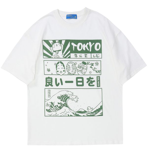 

hip hop harajuku tshirt streetwear anime ukiyoe graphic t shirt men summer short sleeve tshirt cotton casual tees 220608, White;black