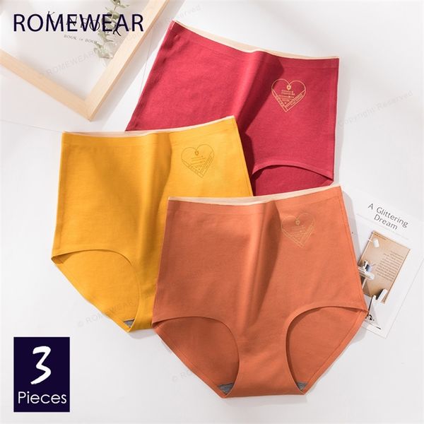 Romewear Cotton Women Women Roufe-de-calcinha sem costura calça de cintura alta modelador fêmea cuecas Ultra-Thin Briefs /lote LJ201225