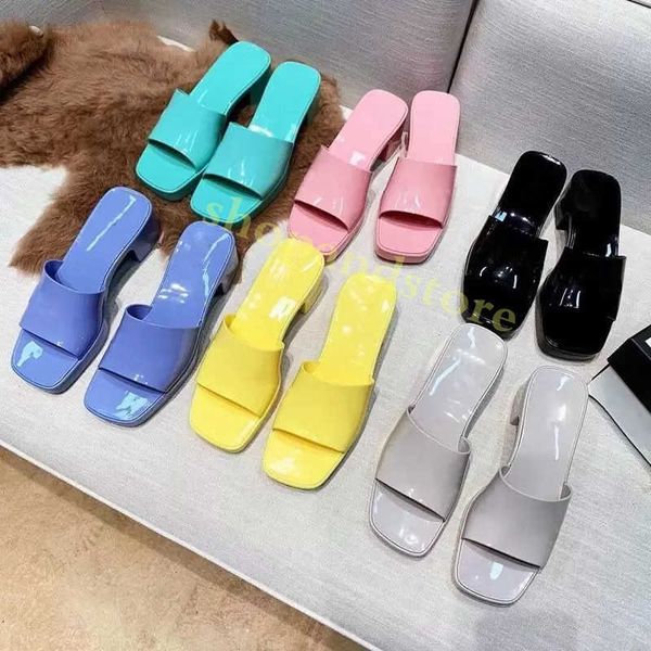 

2022 brand woman slipper designer lady sandals summer fashion jelly slide high heel slippers luxury casual shoes womens leather white, Black